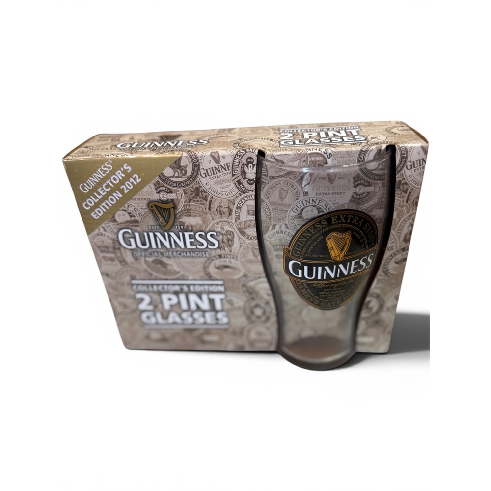 Guinness Collectors Edition 2012 Pint Glasses Set of 2 Extra Stout Official New